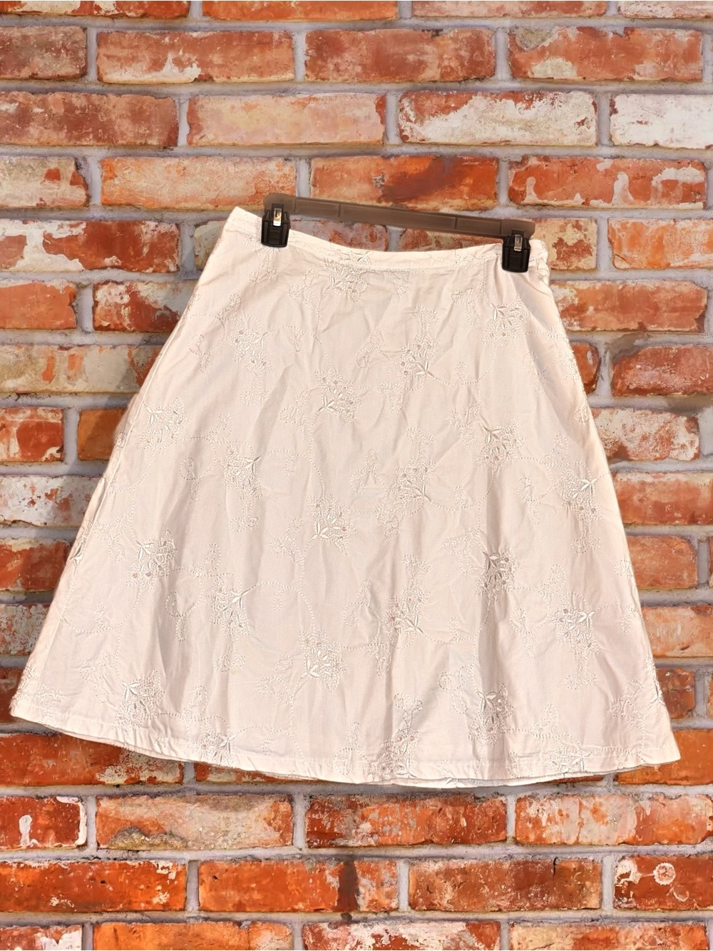 Y2K 100% Cotton White Embroidered Sequins A-Line Skirt